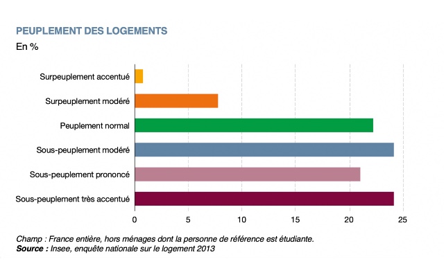 Situation de peuplement des logements en France en 2013 - Source : Insee