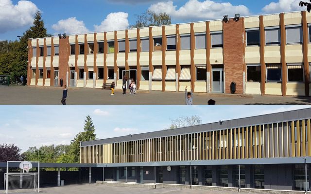 Projet de rénovation de l'école Kléber à Faches-Thumesnil pensé par l'Atelier Charles Renard et fourni par Tellier Brise-Soleil - Crédits photos : Atelier Charles Renard - Architecte ROUBAIX (59)