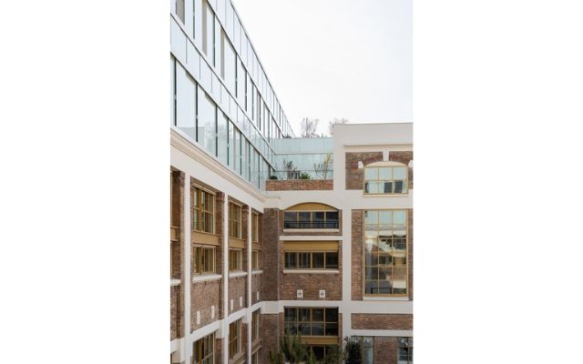 Vue sur la structure du bâtiment Télécom Paris réhabilité - Crédits photo : Antoine Mercusot