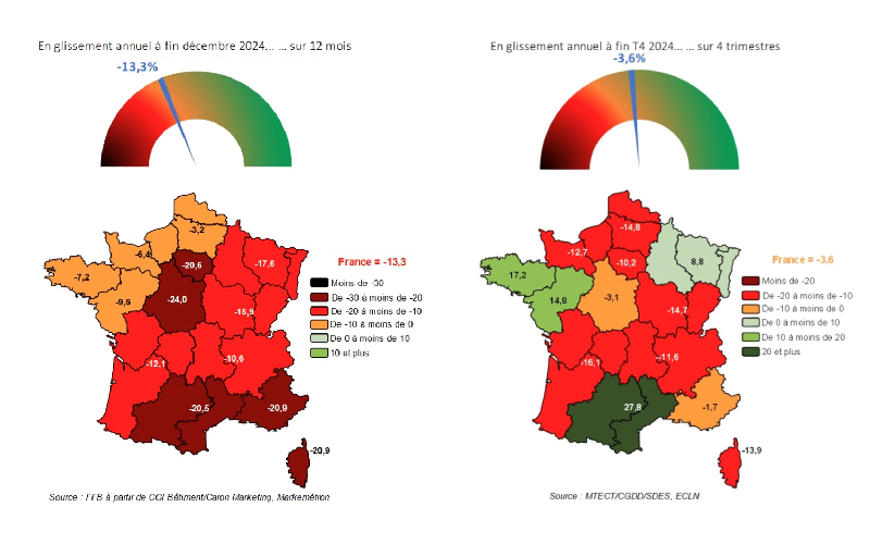 Cartes de la promotion immobilière et de la construction de maisons individuelles en 2024