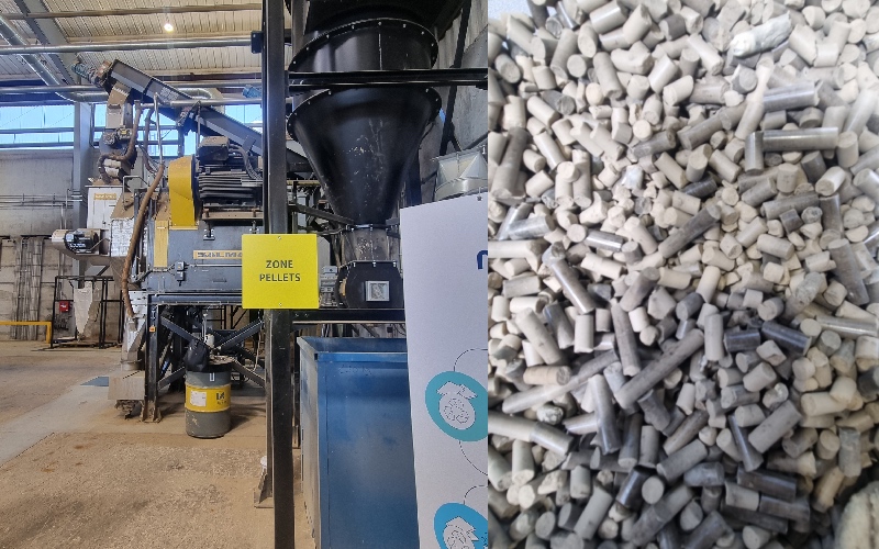 Pellets de mousses récupérés sur le site de dépollution d'ecosystem à Vigeant - Crédit photo : ecosystem