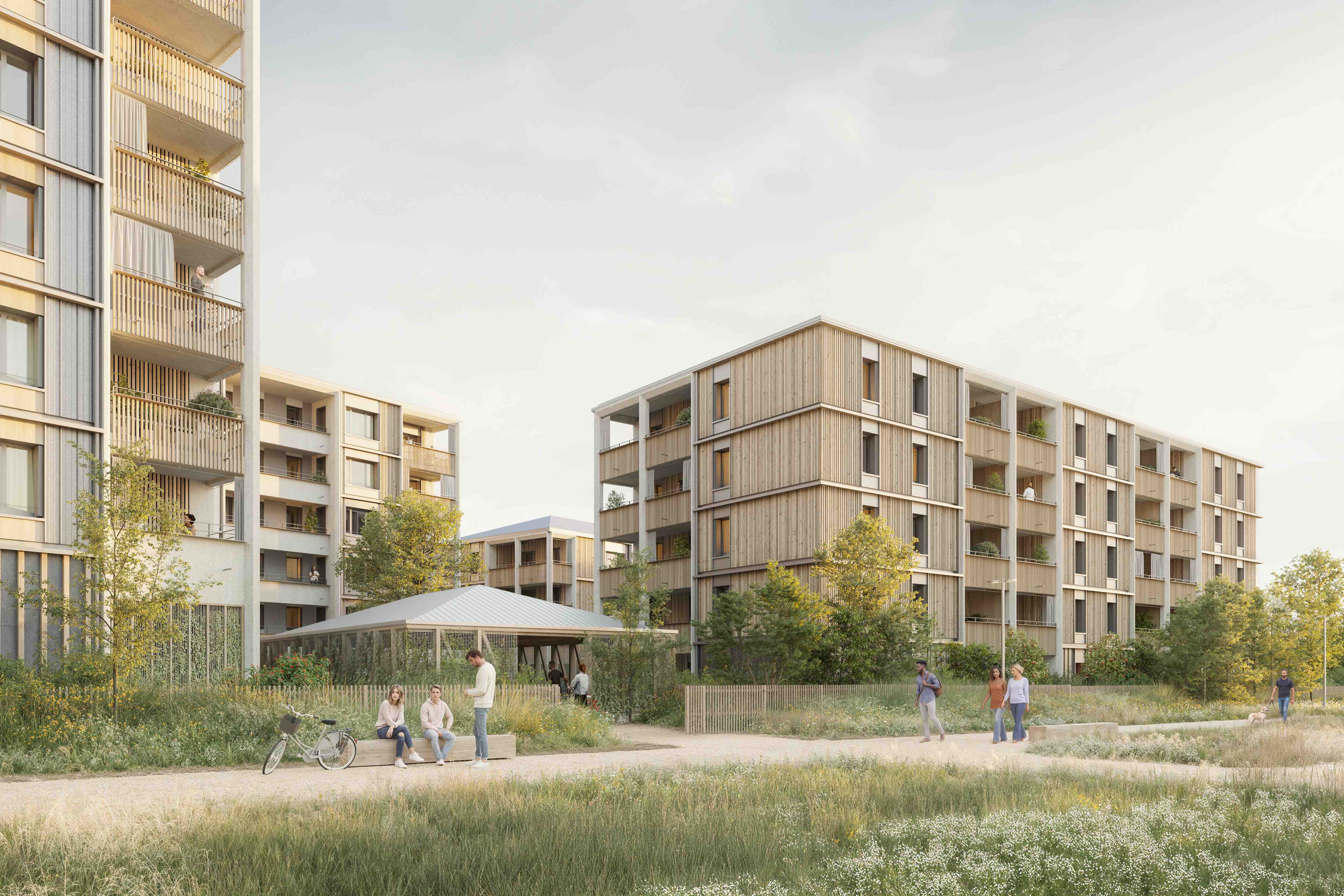 Projet d'îlot dans la ZAC Pirmil-Les-Isles, à Nantes, par l’Atelier du Rouget et l’Atelier Belenfant Daubas - Evocative images