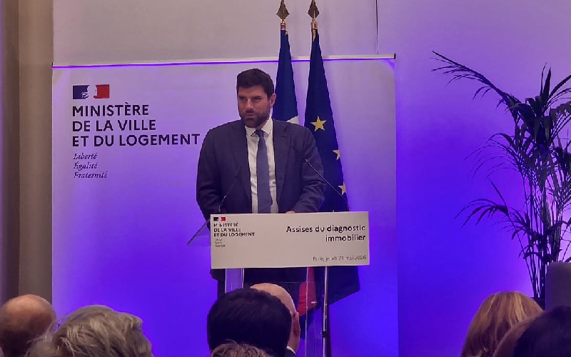 Le ministre du Logement Vincent Jeanbrun aux Assises du diagnostic immobilier, le 21 mai ©Virginie Kroun - Batiweb
