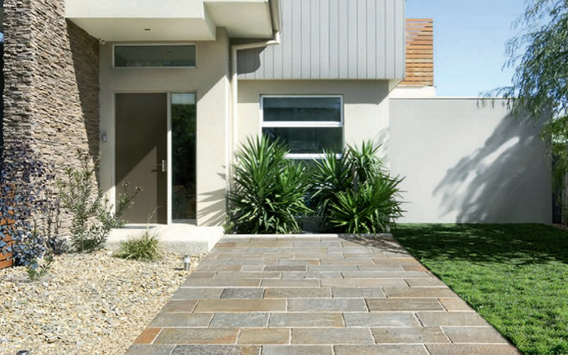 DALLAGE SOL, PAVÉS ET BANDES GNEISS GRIS ROUX - Batiweb