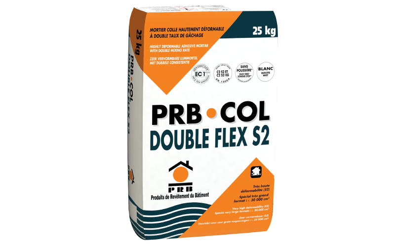 PRB COL DOUBLE FLEX S2 : mortier colle hautement déformable à double taux de gâchage - Batiweb