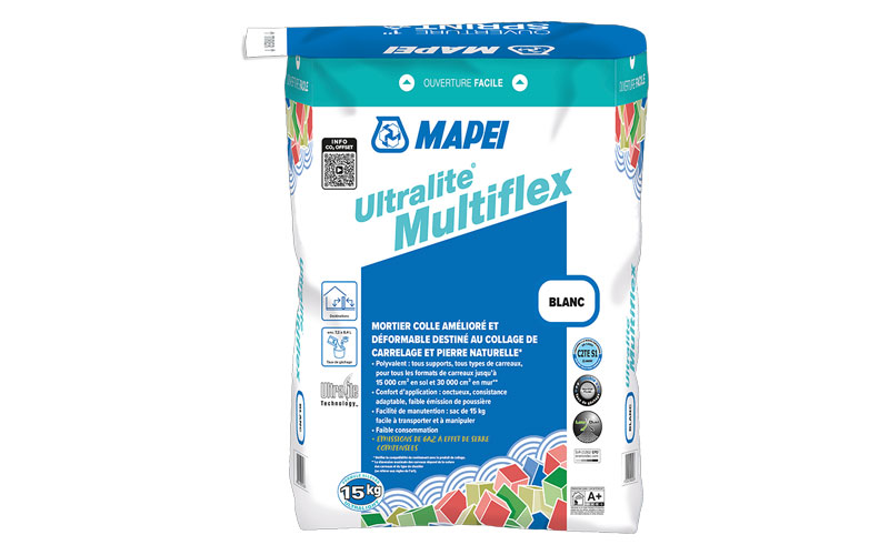 Mortier colle C2S polyvalent allégé à haut rendement ULTRALITE MULTIFLEX - Batiweb