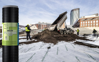 DELTA-FLORAXX TOP : nappe drainante à stockage d'eau pour toits verts