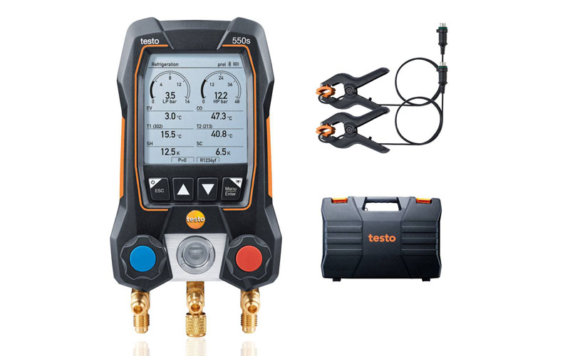Testo 550s kit de base : Manifold électronique intelligent avec sondes de température filaires à pince. - Batiweb