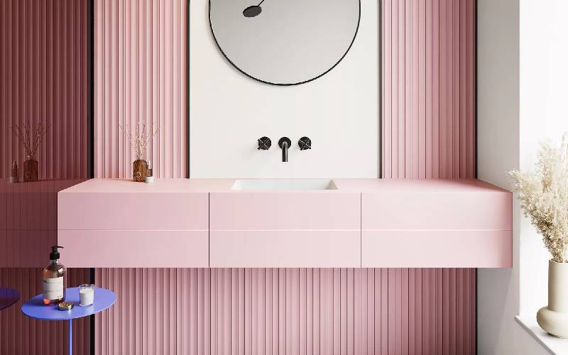 HIMACS - Solid Surface : collection Solids - Pink Leia - Batiweb