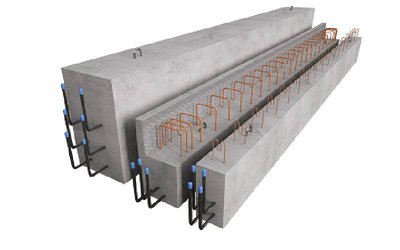 Longrines préfabriquées en béton précontraint