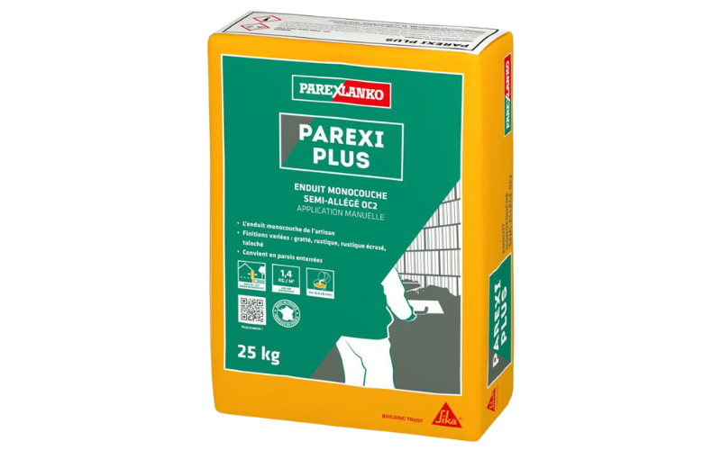 PAREXI PLUS : enduit monocouche semi-allégé OC2 spécial application manuelle - Batiweb