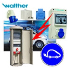 Walther : Bornes pour véhicules électriques de 16A NF ou CEE à 125 A murales, escamotables, de sol... - Batiweb