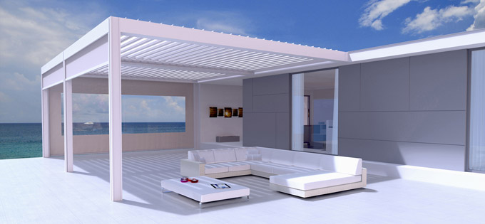 La Camargue® :  Une toiture de terrasse exclusive qui peut être entièrement fermée et avec une toiture à lames orientables - Batiweb