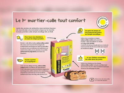 Weber présente le weber.col flex confort, nouveau mortier-colle déformable avec application en simple encollage SOL et MUR Batiweb Weber présente le weber.col flex confort, nouveau mortier-colle déformable avec application en simple encollage SOL et MUR Batiweb