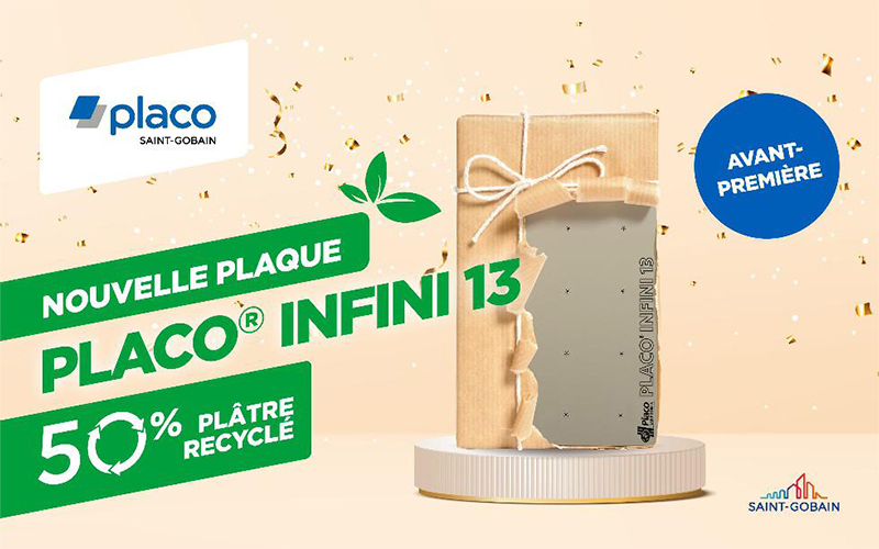 Infini 13 de Placo®, la première plaque fabriquée à partir de plus de 50% de plâtre recyclé - Batiweb