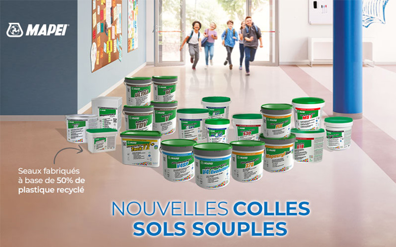 MAPEI : colles sols souples durables en seaux recyclés - Batiweb