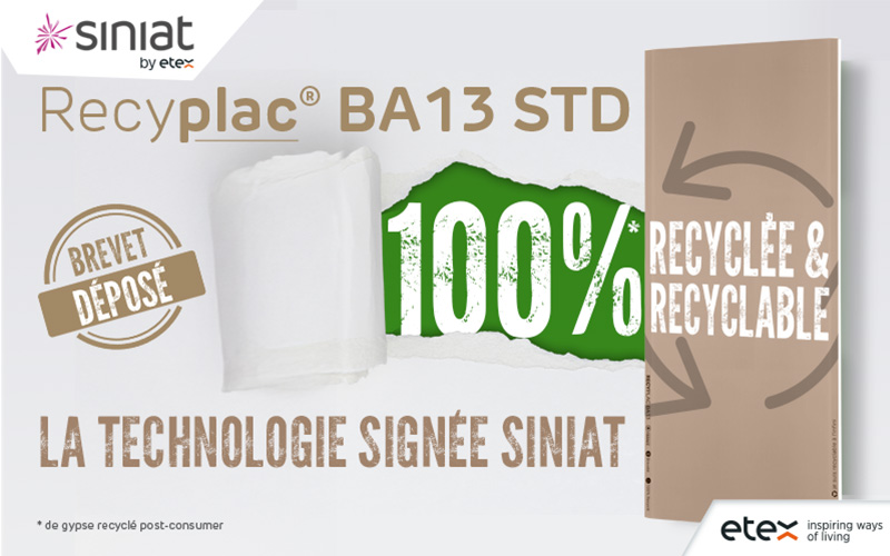 Recyplac BA13 std : la 1ère plaque de plâtre 100% recyclée - Batiweb
