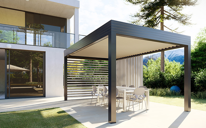 Profils Systèmes lance de nouveaux brise-vues orientables et une pergola vitrée - Batiweb
